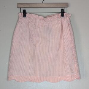 Lauren James Peach Seersucker Midi Skirt